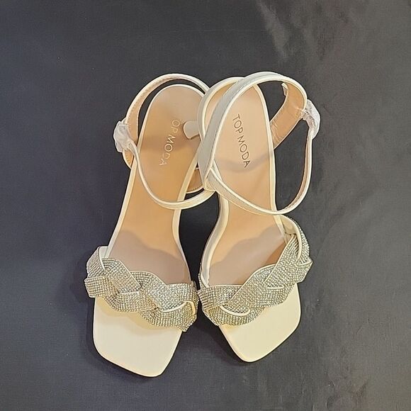 BRAND NEW TOP MODA  HEEL RHINESTONES EMBELLISHMENTS ANKLE STRAP SQUARE T… - Picture 14 of 16